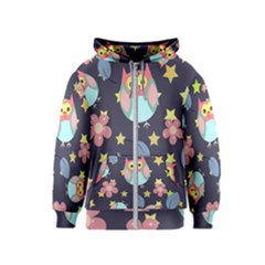 Owl-stars-pattern-background Kids  Zipper Hoodie