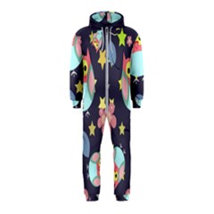 Owl-stars-pattern-background Hooded Jumpsuit (kids)