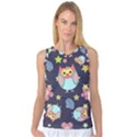 Owl-stars-pattern-background Women s Basketball Tank Top View1