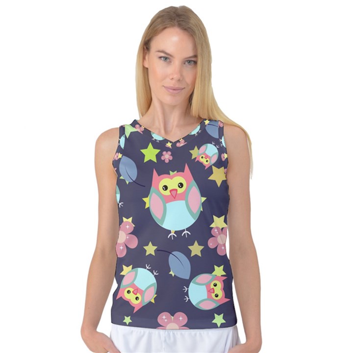 Owl-stars-pattern-background Women s Basketball Tank Top