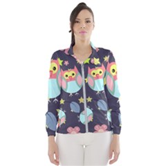 Owl-stars-pattern-background Women s Windbreaker