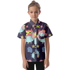 Owl-stars-pattern-background Kids  Short Sleeve Shirt by Salman4z