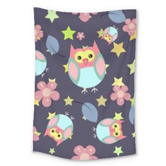 Owl-stars-pattern-background Large Tapestry