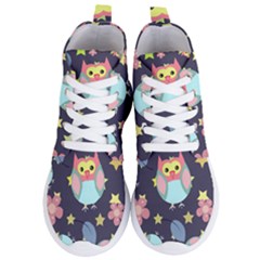 Owl-stars-pattern-background Women s Lightweight High Top Sneakers by Salman4z