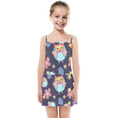 Owl-stars-pattern-background Kids  Summer Sun Dress by Salman4z