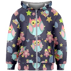 Owl-stars-pattern-background Kids  Zipper Hoodie Without Drawstring