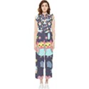 Owl-stars-pattern-background Women s Frill Top Chiffon Jumpsuit View1