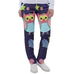 Owl-stars-pattern-background Women s Casual Pants by Salman4z