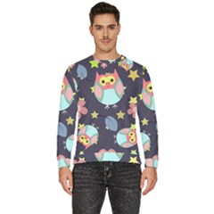 Owl-stars-pattern-background Men s Fleece Sweatshirt