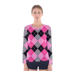 Seamless-argyle-pattern Women s Long Sleeve Tee