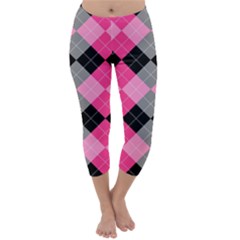 Seamless-argyle-pattern Capri Winter Leggings 