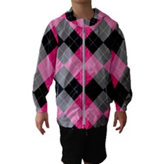 Seamless-argyle-pattern Kids  Hooded Windbreaker