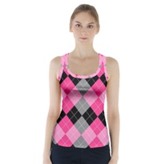 Seamless-argyle-pattern Racer Back Sports Top by Salman4z