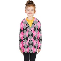 Seamless-argyle-pattern Kids  Double Breasted Button Coat by Salman4z