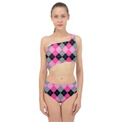 Seamless-argyle-pattern Spliced Up Two Piece Swimsuit by Salman4z