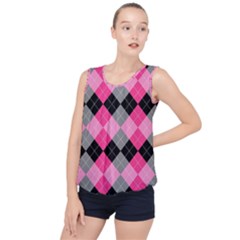 Seamless-argyle-pattern Bubble Hem Chiffon Tank Top by Salman4z