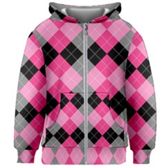 Seamless-argyle-pattern Kids  Zipper Hoodie Without Drawstring