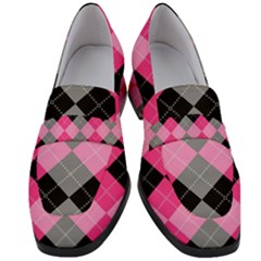 Seamless-argyle-pattern Women s Chunky Heel Loafers by Salman4z