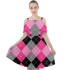 Seamless-argyle-pattern Cut Out Shoulders Chiffon Dress by Salman4z