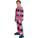 Seamless-argyle-pattern Kids  Long Sleeve Velvet Pajamas Set View2