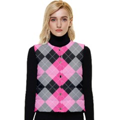 Seamless-argyle-pattern Women s Short Button Up Puffer Vest