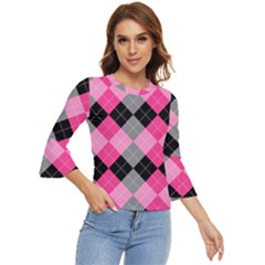 Seamless-argyle-pattern Bell Sleeve Top