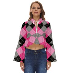 Seamless-argyle-pattern Boho Long Bell Sleeve Top