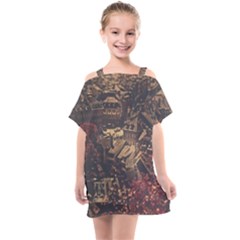 Vintage Cityscape City Retro Old Kids  One Piece Chiffon Dress by Salman4z