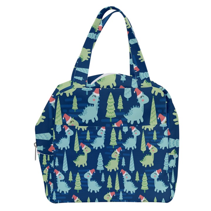 Cute Dinosaurs Animal Seamless Pattern Doodle Dino Winter Theme Boxy Hand Bag