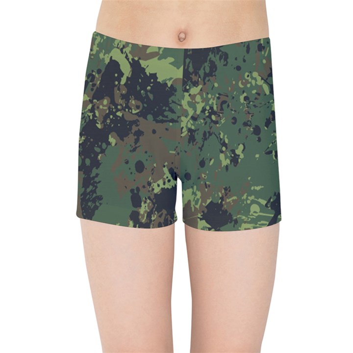 Military Background Grunge Kids  Sports Shorts