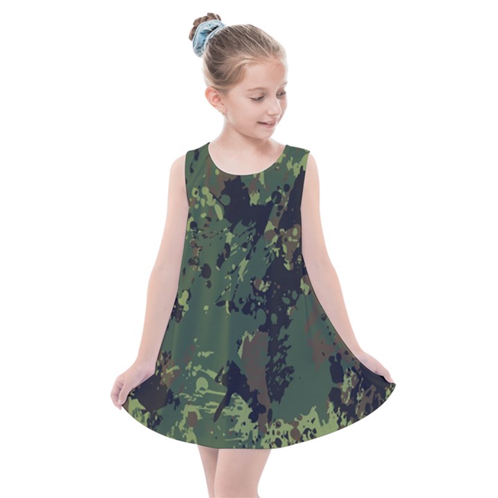 Military Background Grunge Kids  Summer Dress