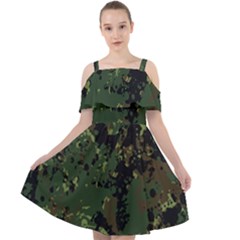 Military Background Grunge Cut Out Shoulders Chiffon Dress by pakminggu