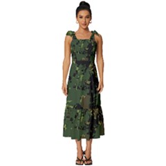 Military Background Grunge Tie-strap Tiered Midi Chiffon Dress by pakminggu