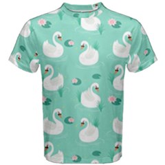 Elegant Swan Seamless Pattern Men s Cotton Tee by pakminggu