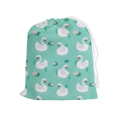 Elegant Swan Seamless Pattern Drawstring Pouch (xl)