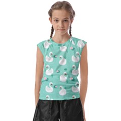 Elegant Swan Seamless Pattern Kids  Raglan Cap Sleeve Tee by pakminggu