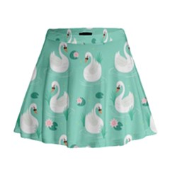 Elegant Swan Seamless Pattern Mini Flare Skirt by pakminggu