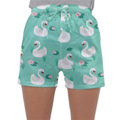 Elegant Swan Seamless Pattern Sleepwear Shorts by pakminggu