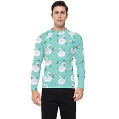 Elegant Swan Seamless Pattern Men s Long Sleeve Rash Guard by pakminggu