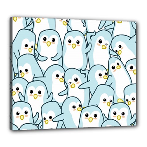 Penguins Pattern Canvas 24  X 20  (stretched) by pakminggu