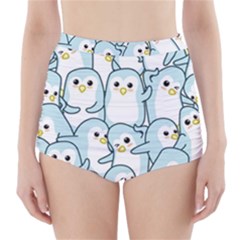 Penguins Pattern High-waisted Bikini Bottoms by pakminggu