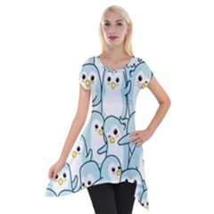 Penguins Pattern Short Sleeve Side Drop Tunic by pakminggu