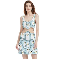 Penguins Pattern Velour Cutout Dress by pakminggu