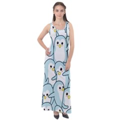 Penguins Pattern Sleeveless Velour Maxi Dress by pakminggu