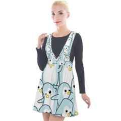 Penguins Pattern Plunge Pinafore Velour Dress by pakminggu