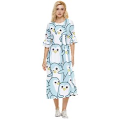 Penguins Pattern Double Cuff Midi Dress by pakminggu