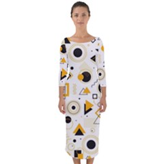 Flat Geometric Shapes Background Quarter Sleeve Midi Bodycon Dress by pakminggu