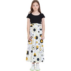 Flat Geometric Shapes Background Kids  Flared Maxi Skirt by pakminggu