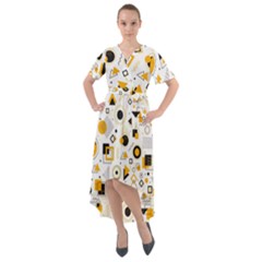 Flat Geometric Shapes Background Front Wrap High Low Dress by pakminggu