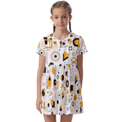 Flat Geometric Shapes Background Kids  Asymmetric Collar Dress by pakminggu